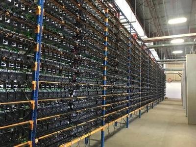 A vibrant mining farm showcasing various mining rigs in operation.